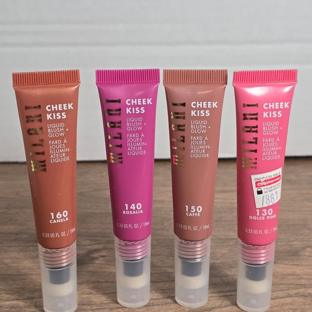 Milani Cheek Kiss Liquid Blush + Glow in shades 160 Canela, 140 Rosalia, 150 Caf